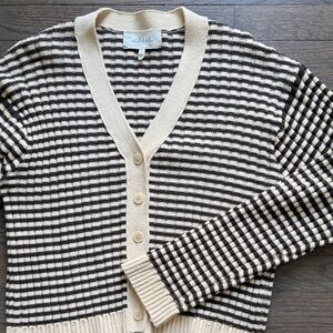 THE GREAT. Women's Mini Striped Cardigan in Woodsmoke size 2 (medium)